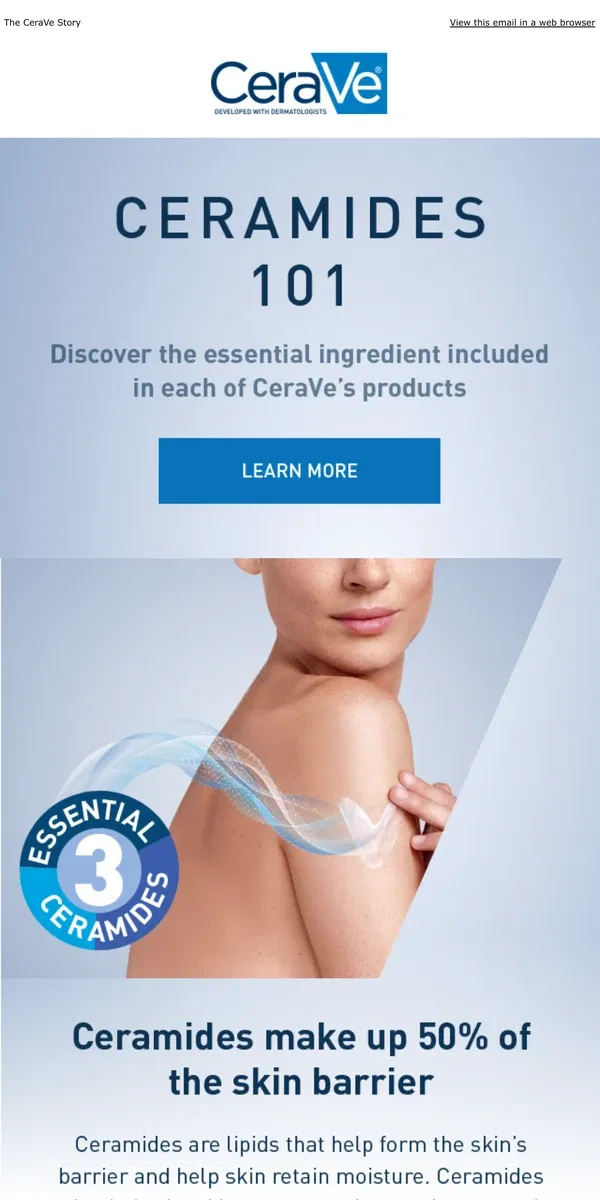 Email from CeraVe. The Essential Ingredient in Every CeraVe Product