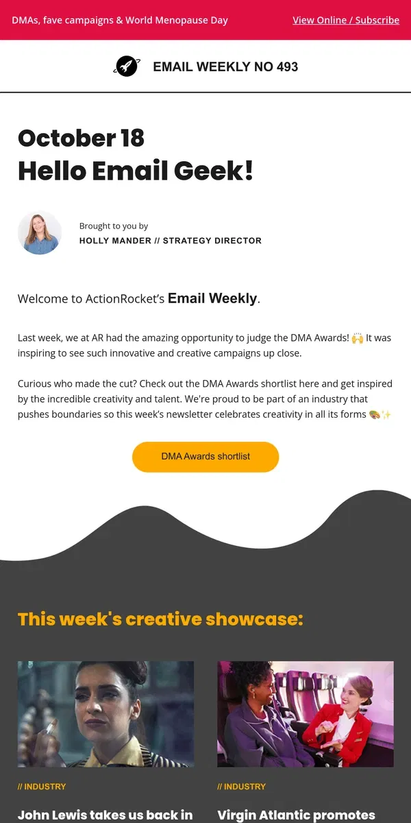 Email from ActionRocket. EmailWeekly #493: Click here for creativity 🧑‍🎨