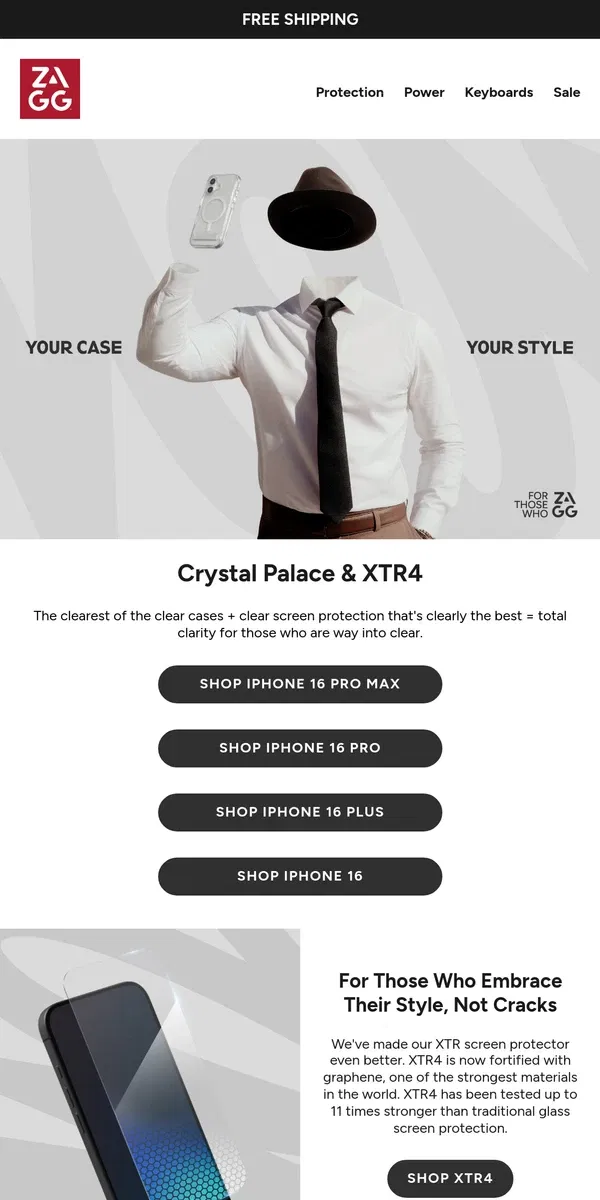 Email from ZAGG. Invisible Protection for Your iPhone 16 – See the Phone, Not the Case