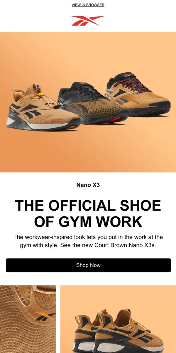 Email from Reebok. Don’t miss new Nano X3s