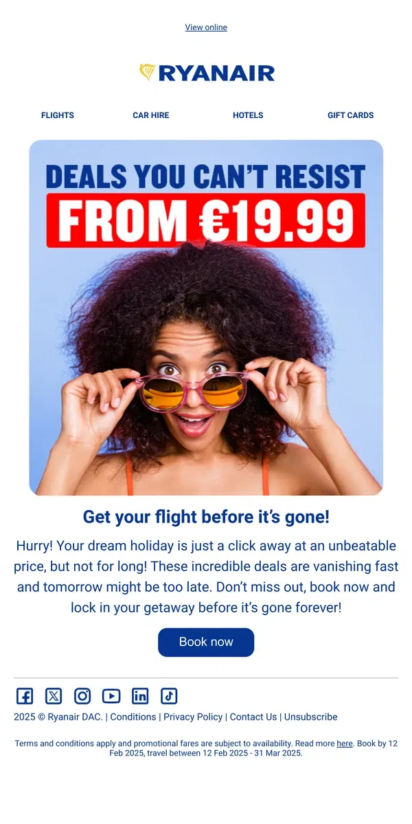 Email from Ryanair. Don’t wait! ⏳