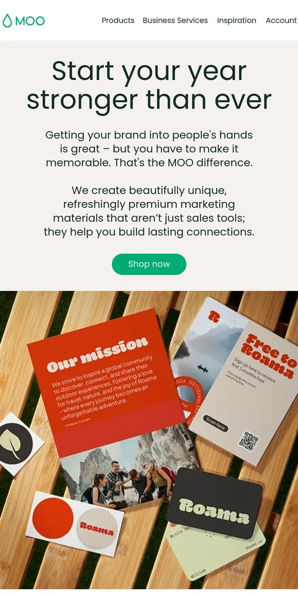 Email from MOO. 🚀 Ready to elevate your brand in 2025? 