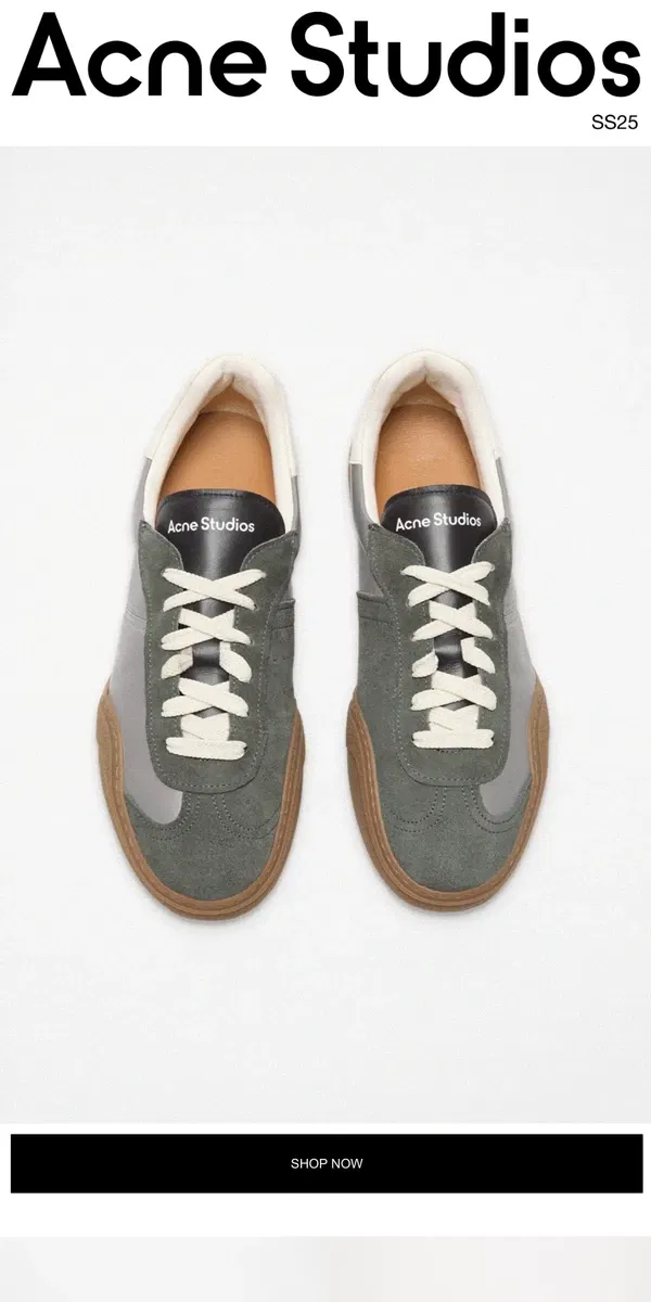 Email from Acne Studios. Lace-up sneakers