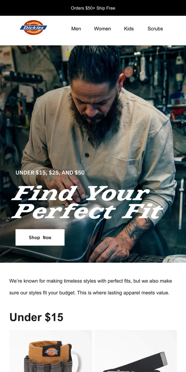 Email from Dickies. Fits You And Your Budget