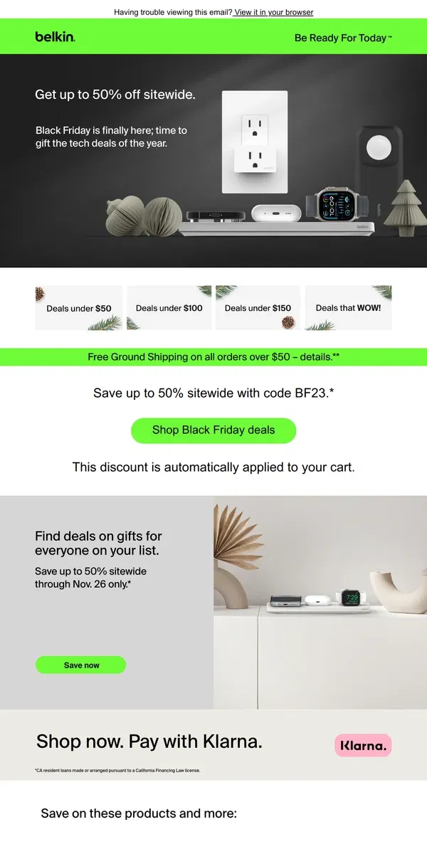 Email from Belkin. Black Friday Alert: Save up to 50% with our greatest deals of the season