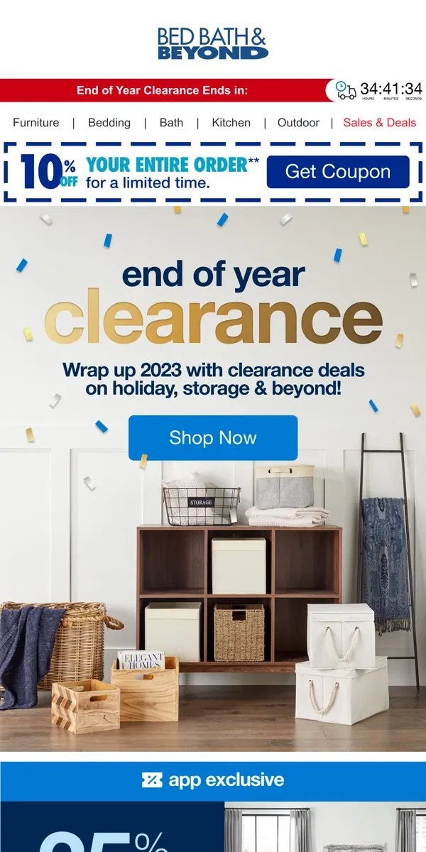 Email from Bed Bath & Beyond. End of Year Clearance Ends SOON 🚨⏰🚨