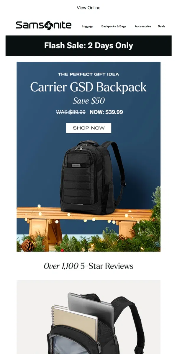 Email from Samsonite. ⚠️ Top Selling GSD Backpack Only $39.99 – 2 Days Only!