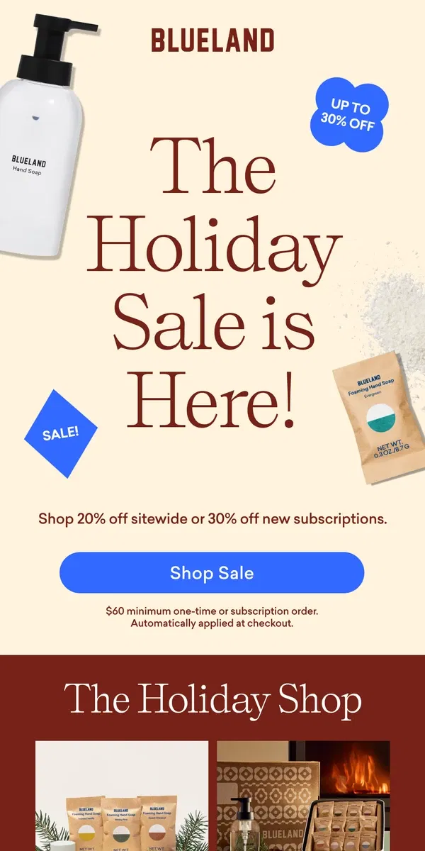 Email from Blueland. The Holiday Sale is here 🎁