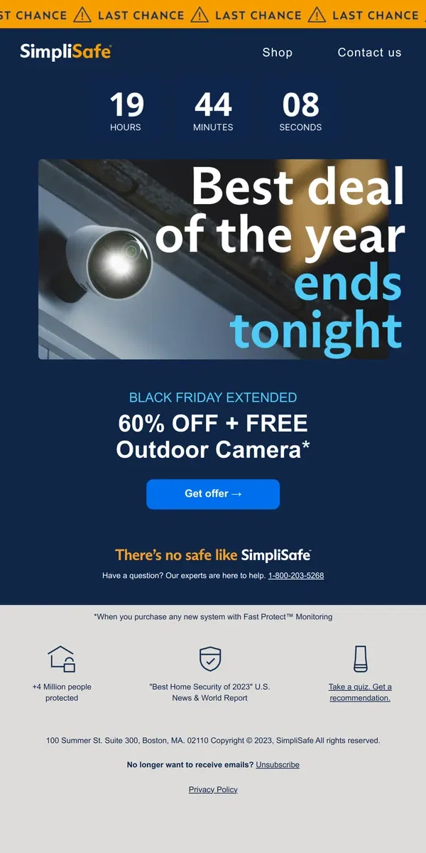 Email from SimpliSafe. Last chance to score a Black Friday deal