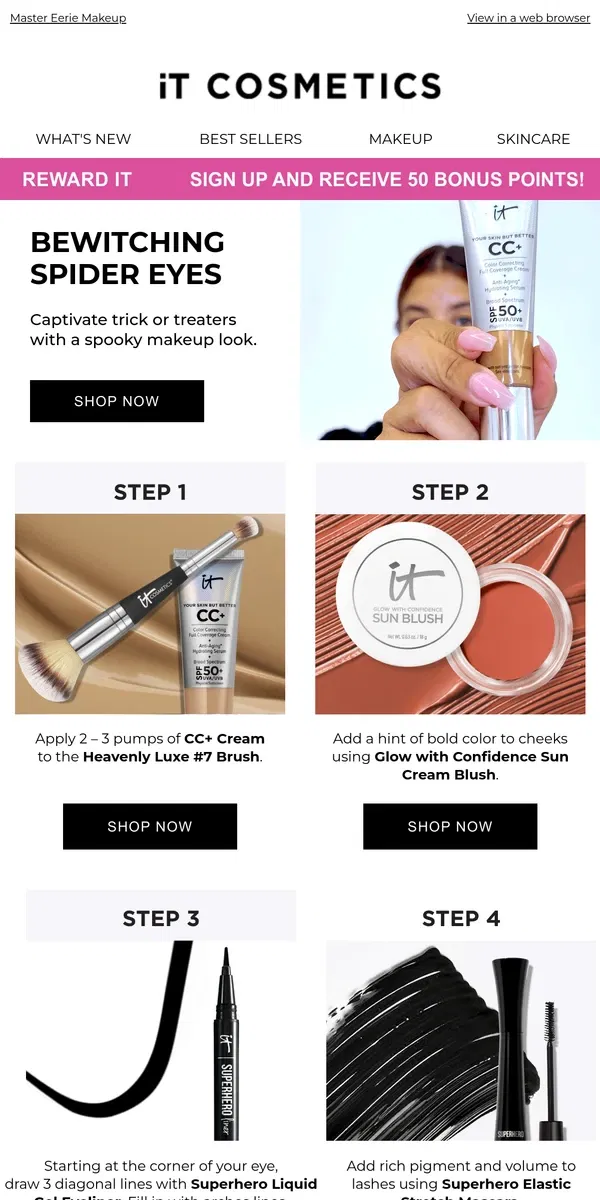 Email from IT Cosmetics. 🕷️Halloween How-To: Spooky Spider Eyes