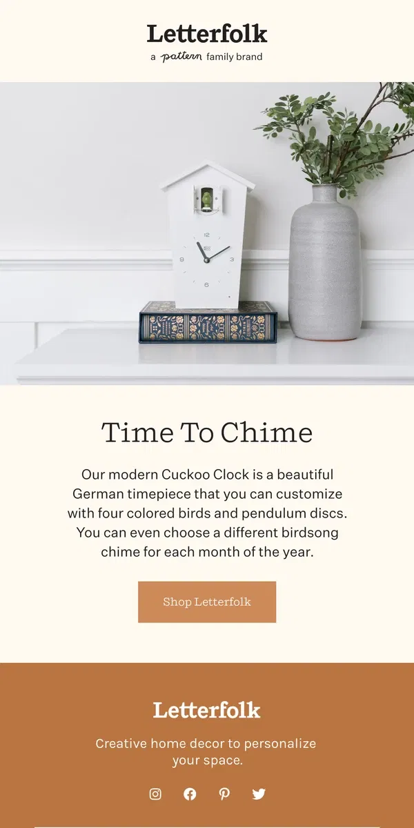 Email from Letterfolk. Take time to chime in the new year