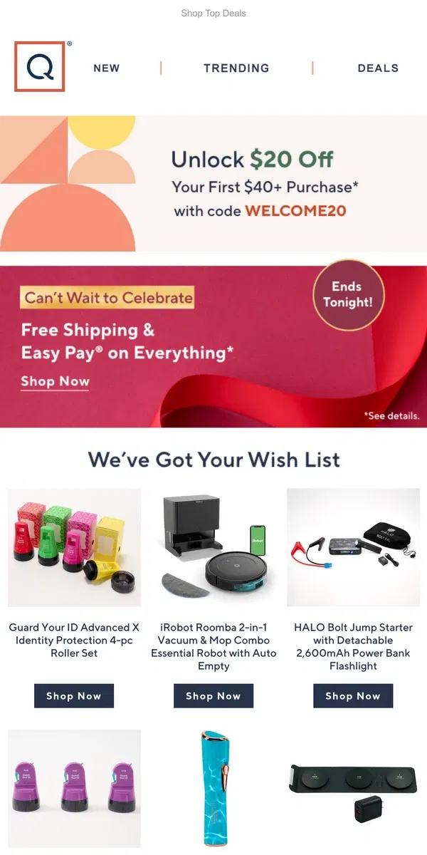 Email from QVC. Final Hours! Free Shipping on Everything