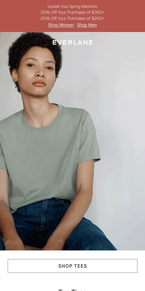 Email from Everlane. 3 Tees for $60