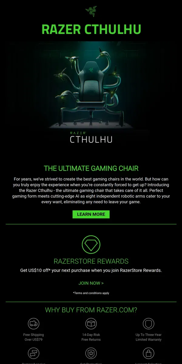 Email from Razer. Embrace the new Razer Cthulhu