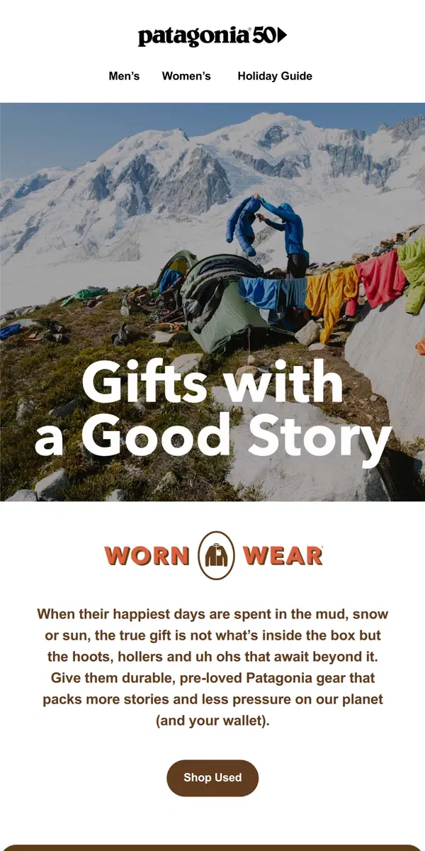 Email from Patagonia. Give gear that’s lived a little