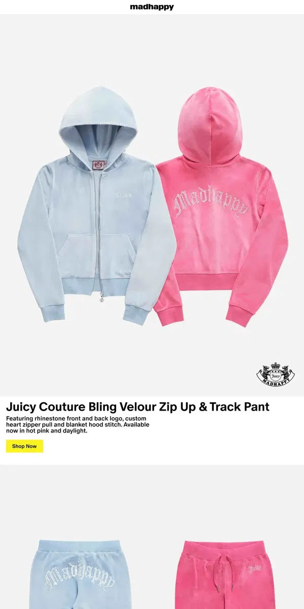 Email from Madhappy. Juicy Couture Velour Zip Up & Track Pant