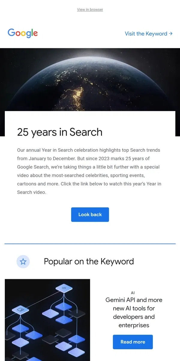 Email from Google. See the top Search trends of all time