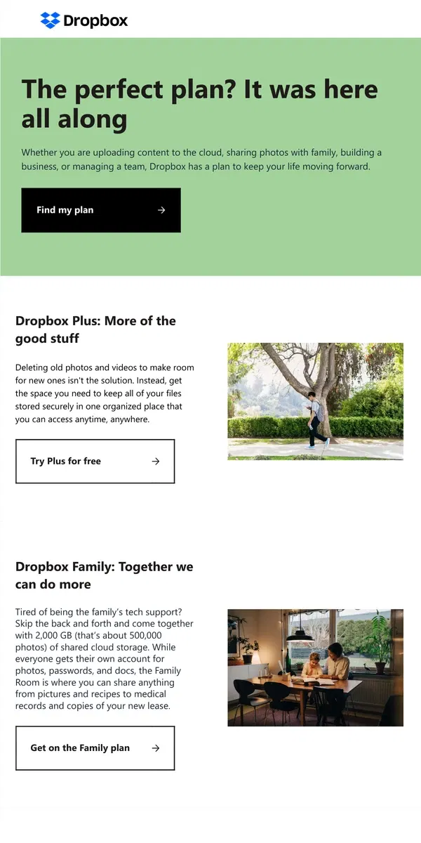 Email from Dropbox. There’s a plan for everyone