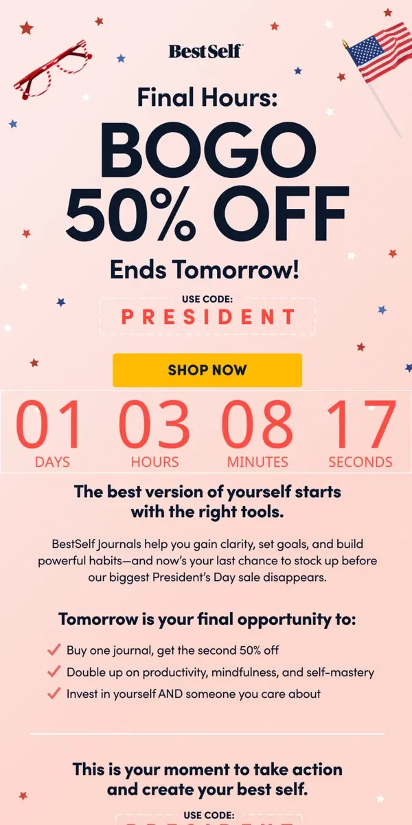 Email from BestSelf Co.. Final Hours: Double Up Before It’s Gone!