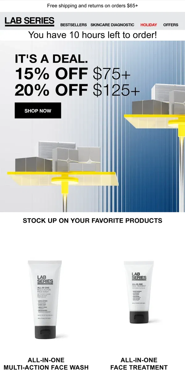 Email from Lab Series. Surprise extension! Up to 20% off our Bestsellers!