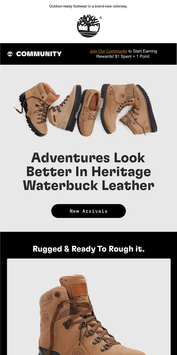 Email from Timberland. Seeking Adventure? Enter The World Hiker.