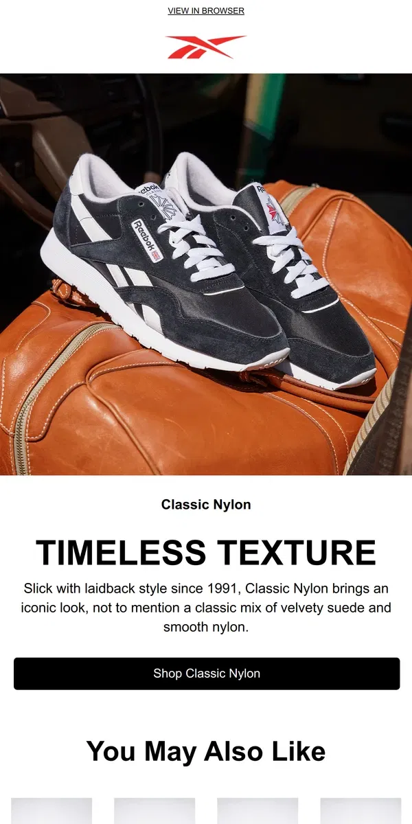 Email from Reebok. All about that timeless texture