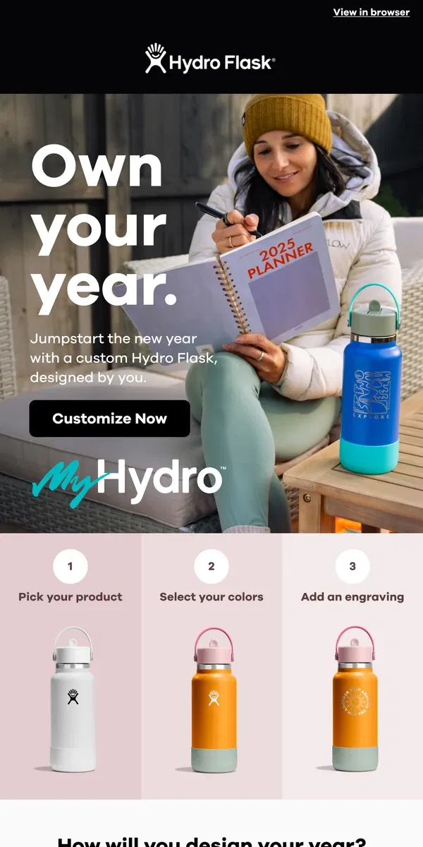 Email from Hydro Flask. Own the year with MyHydro™