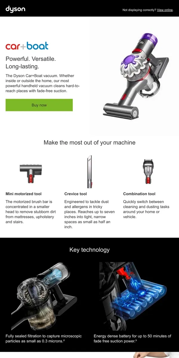 Email from Dyson. Powerful. Versatile. Long-lasting.