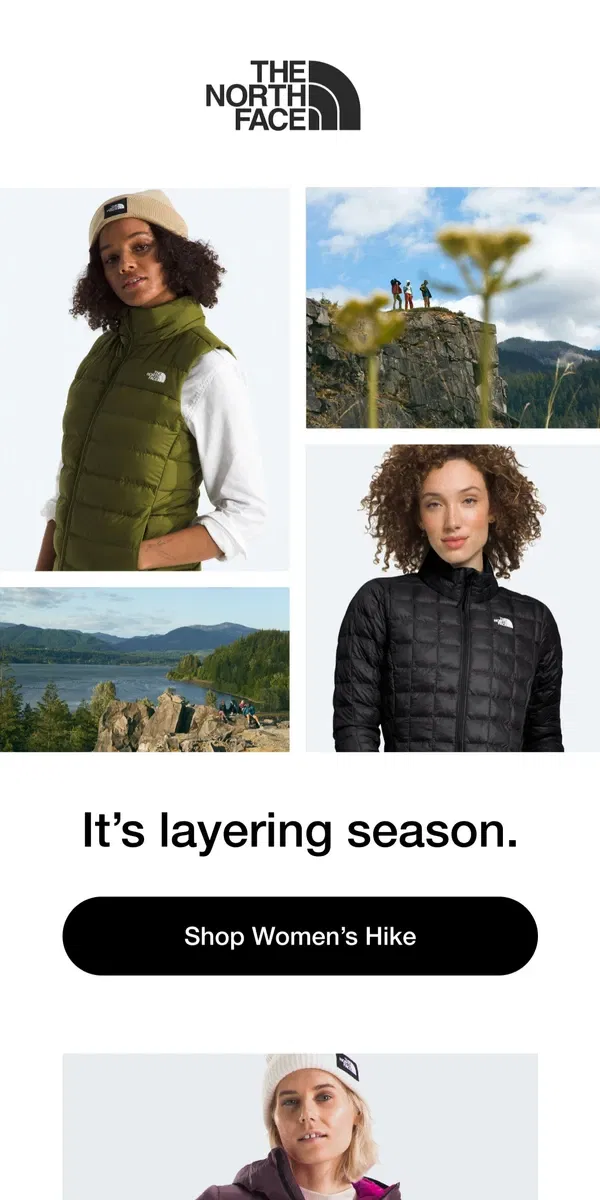 Email from The North Face. Layers fit for fall adventures