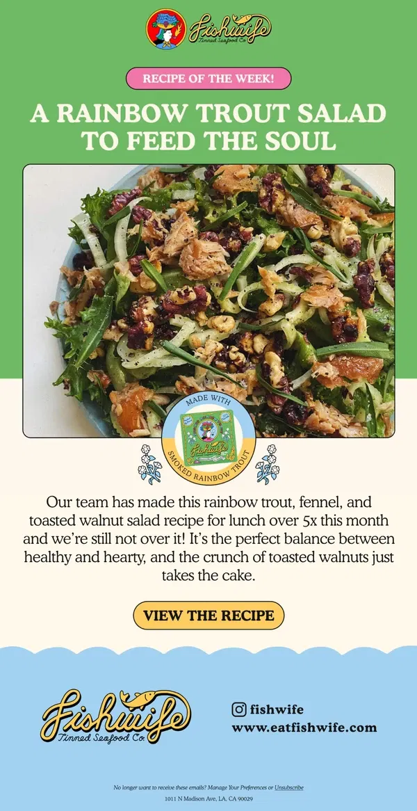 Email from Fishwife. a SUPER simple salad for lunch!!