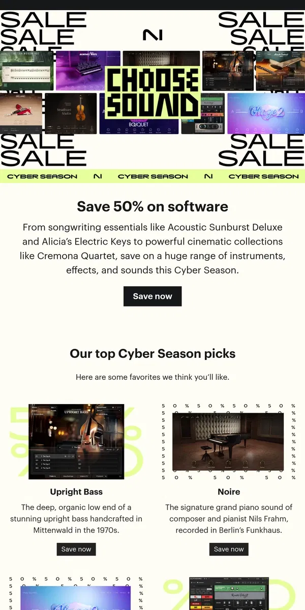 Email from Native Instruments. Save 50% on software this Cyber Season