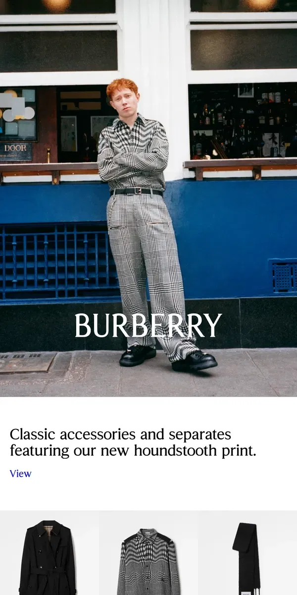 Email from Burberry. Houndstooth styles