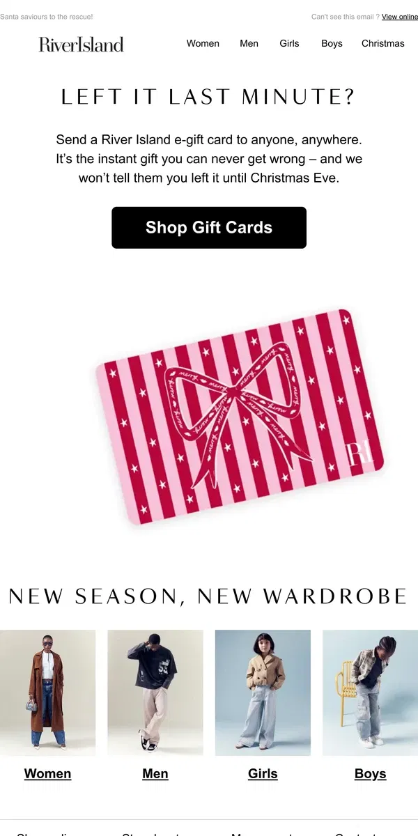 Email from River Island. A last-minute gift you’ll have in seconds