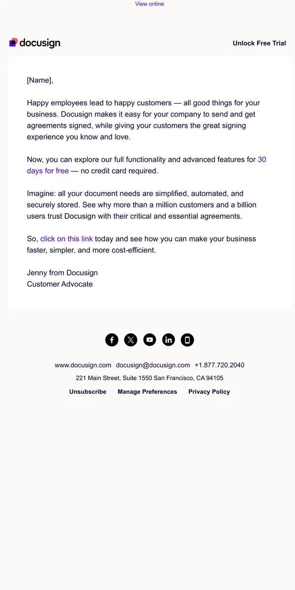 Email from DocuSign. [Name], you’ve signed and sent, but there’s so much more.
