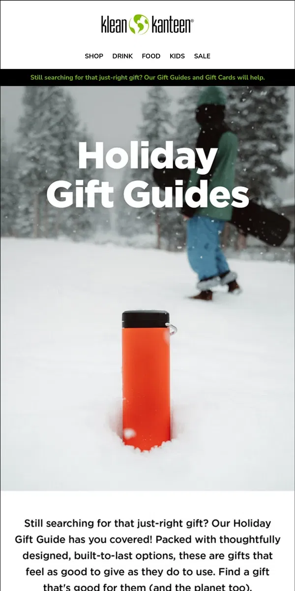 Email from Klean Kanteen. There's Still Time for Great Gifts.