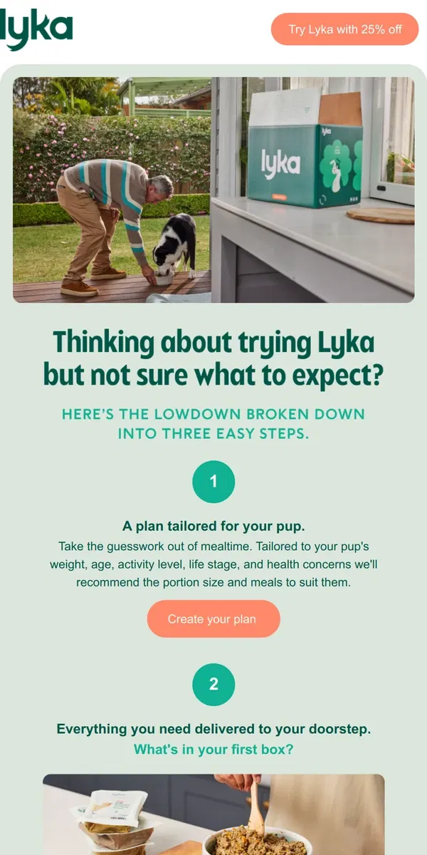 Email from Lyka. How Lyka works in 3 easy steps