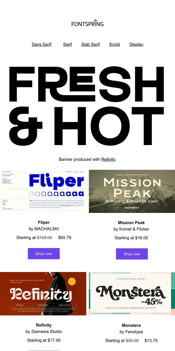 Email from Fontspring. Fresh & Hot Fonts | Fontface