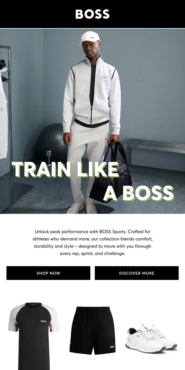 Email from HUGO BOSS. Train like a BOSS this season