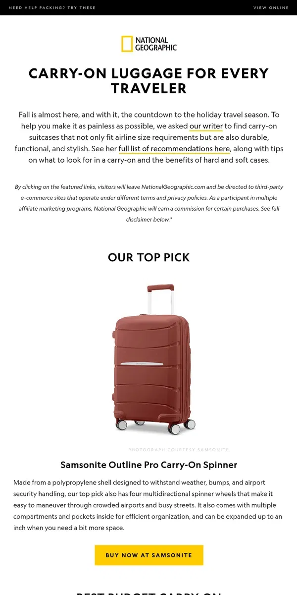 Email from National Geographic. These are the carry-on bags we love