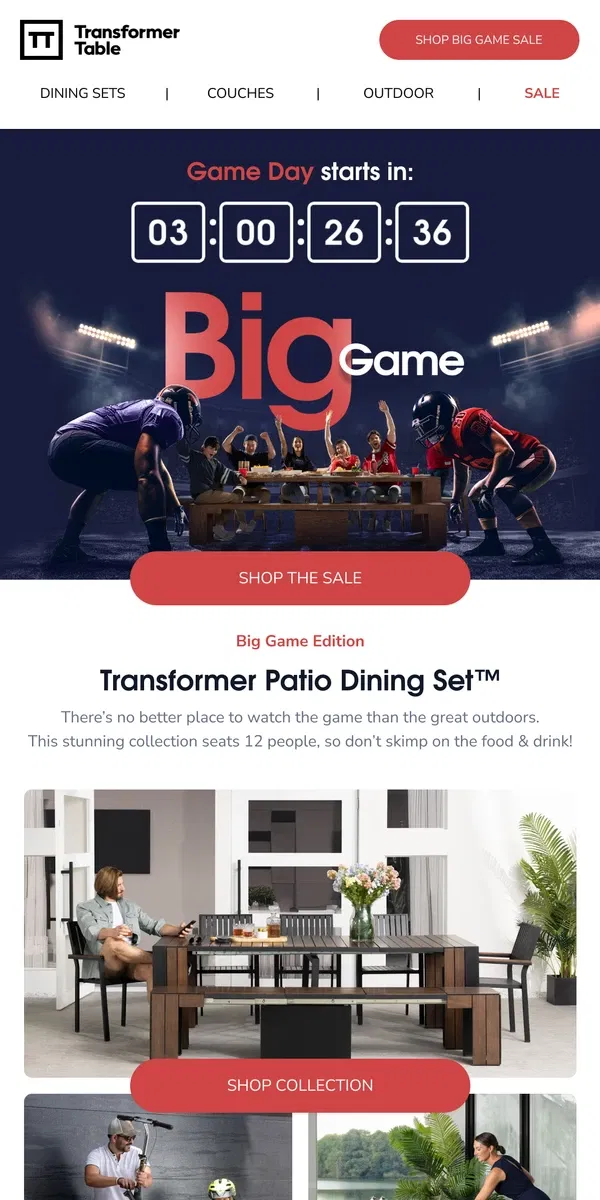 Email from Transformer Table. Don't fumble your chance to save BIG! ⏰