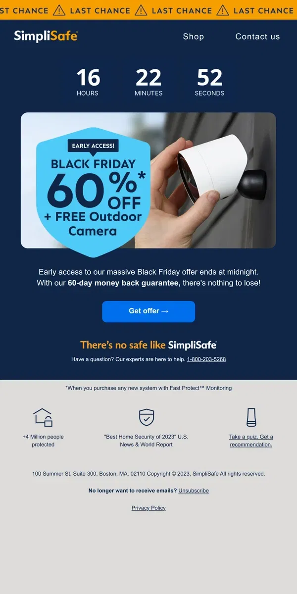 Email from SimpliSafe. Your Black Friday Early Access expires tonight