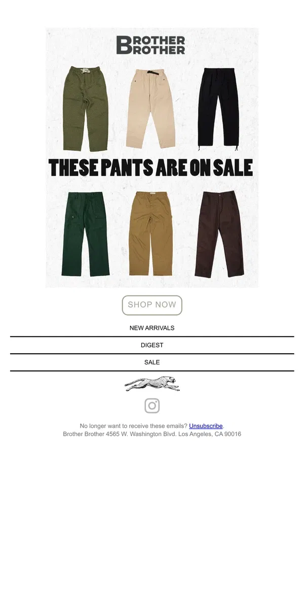 Email from Brother Brother. These Pants Are On Sale