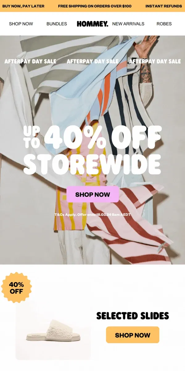 Email from Hommey. UP TO 40% OFF STOREWIDE ⭐️