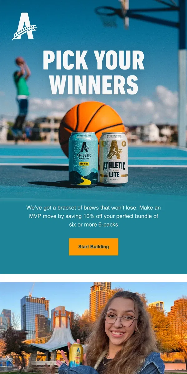 Email from Athletic Brewing Co. Build your brew bracket 🍻🏀