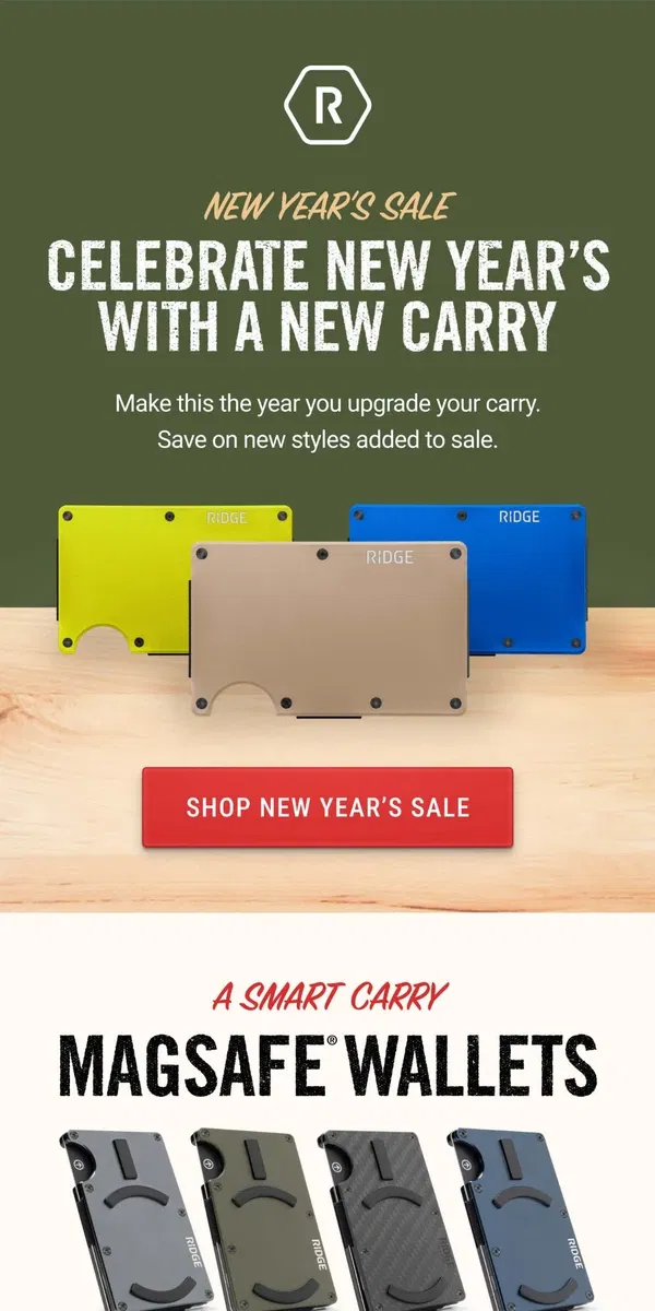 Email from The Ridge. New Year's Sale