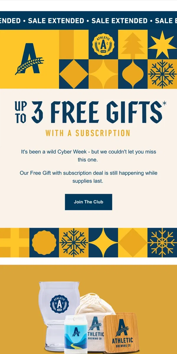 Email from Athletic Brewing Co. Cyber Week isn't over yet - get a free gift!