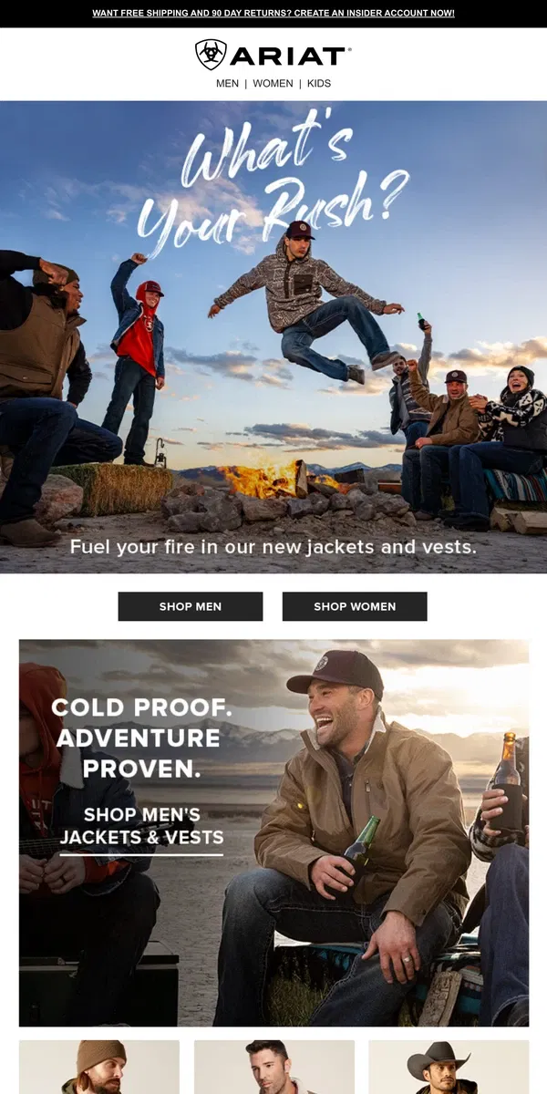 Email from Ariat. Warm ✔️ Rugged ✔️ Versatile ✔️