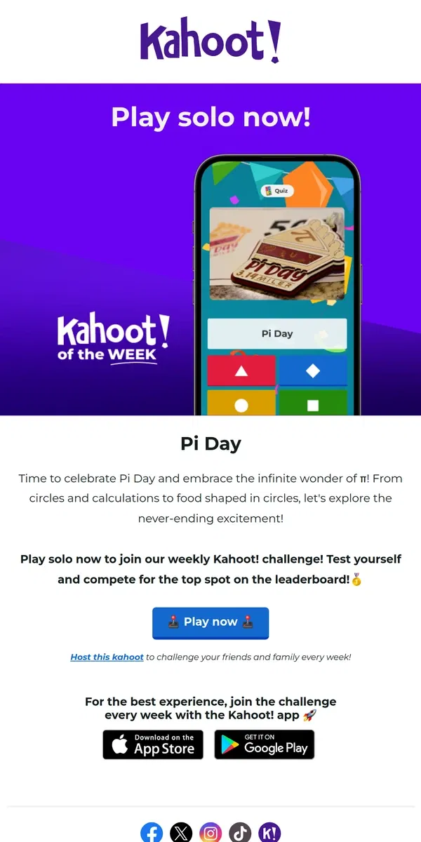 Email from Kahoot!. Hey, Kahoot! of the week is here! 🚀