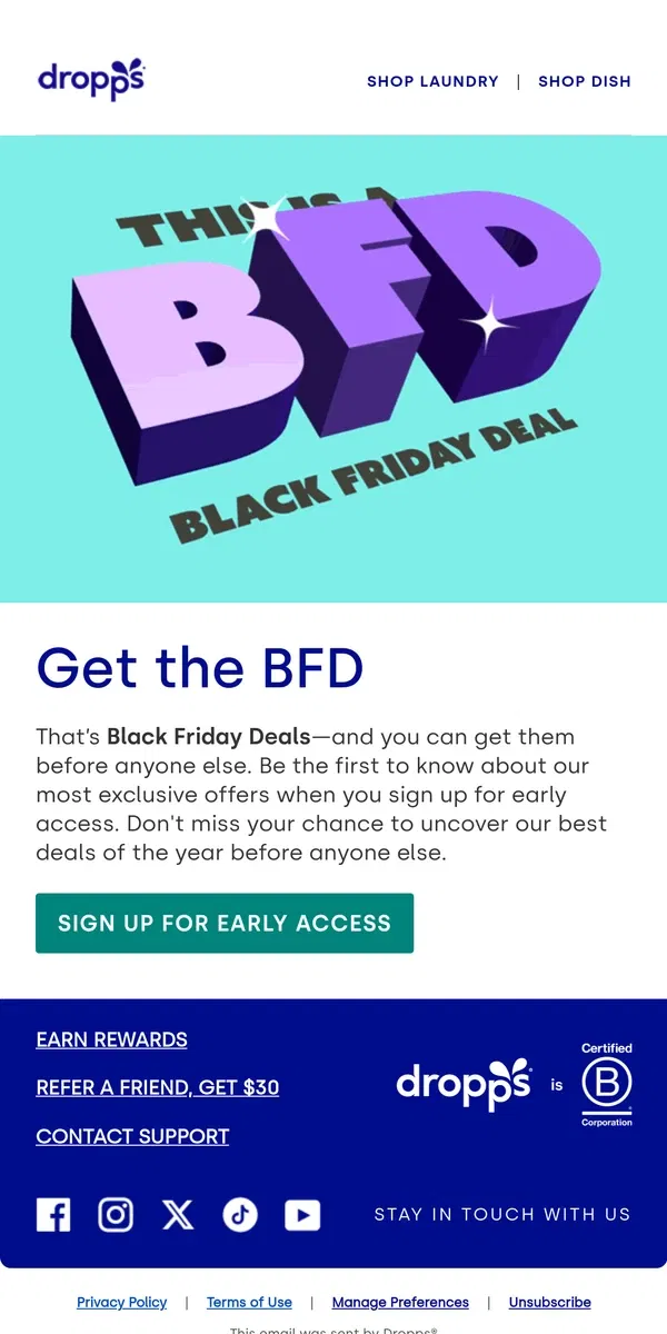 Email from Dropps. Black Friday is almost here  👀