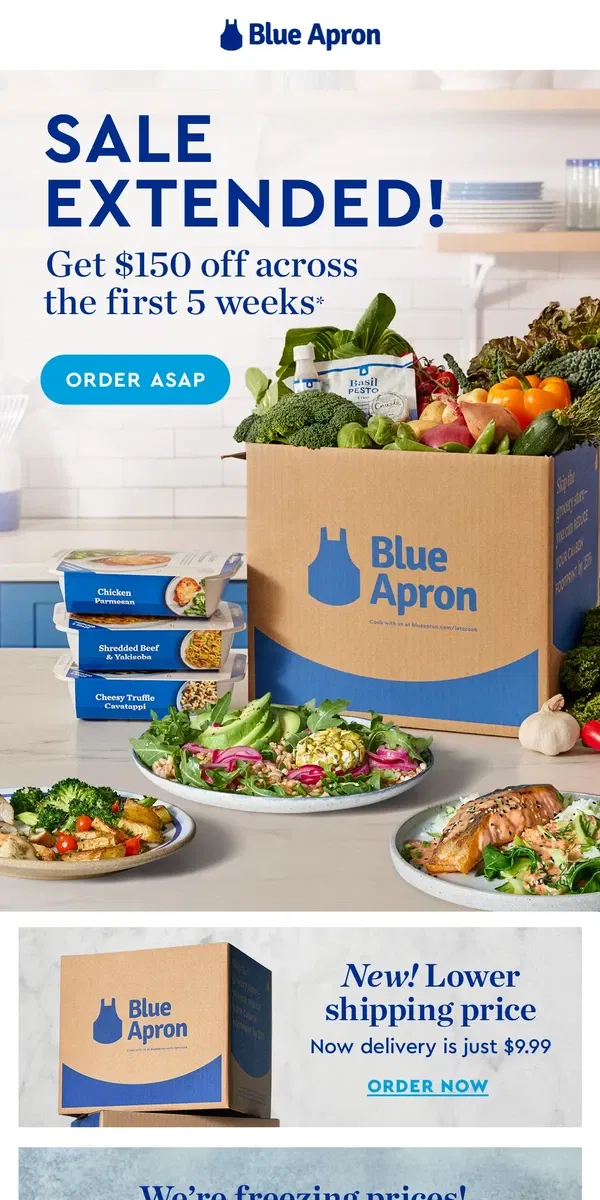 Email from Blue Apron. LAST CALL: Save $150 while you still can!